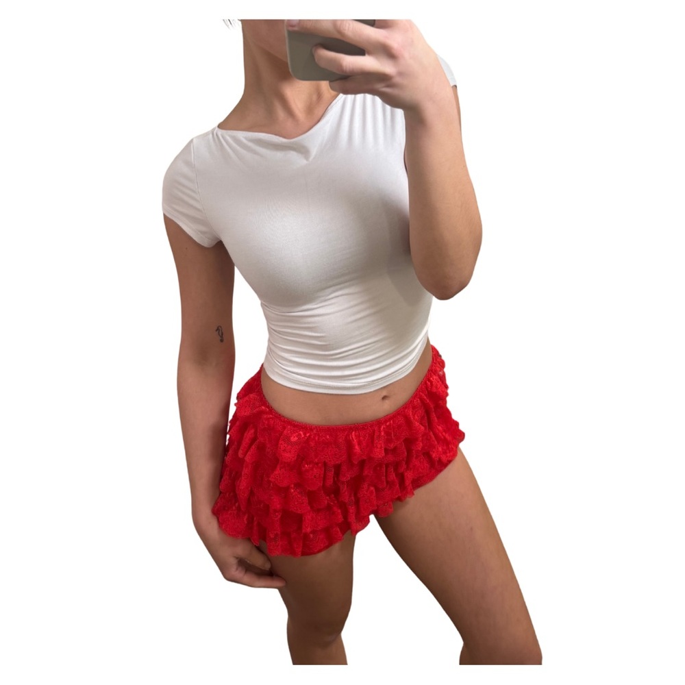 White Fox Boutique Red Ruffle Skort